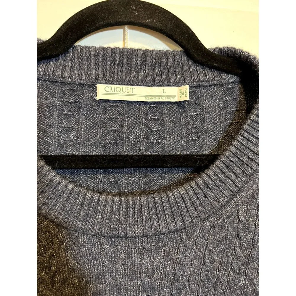 Criquet Alpaca Wool Blend Men's‎ Cable Knit Sweater - Size L